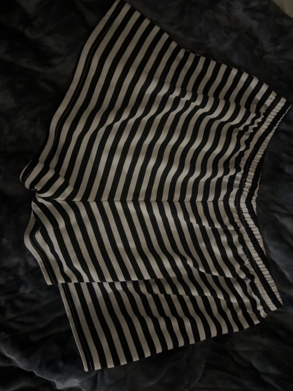 SHEIN Black and White Striped Elastic-Waist Shorts
